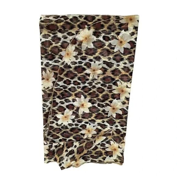 Hawaiian Tropical Floral Yellow Brown Swimming Cover Up One Size # 1010 - Picture 2 of 9